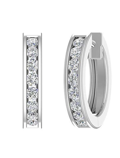 chanel setting huggies|14K Gold or in Platinum Hoop Huggies Channel Set Diamond .